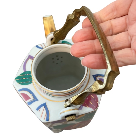 90s Sigma the Tastesetter Limelight Porcelain Tea Coffee Pot & Warmer Set w/ Lid - Picture 8 of 15